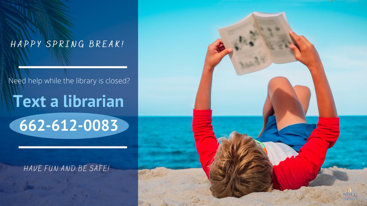 NWCC_Library's tweet image. The Northwest Libraries will be closed until Monday, March 20. We hope you all have a wonderful time during Spring Break!