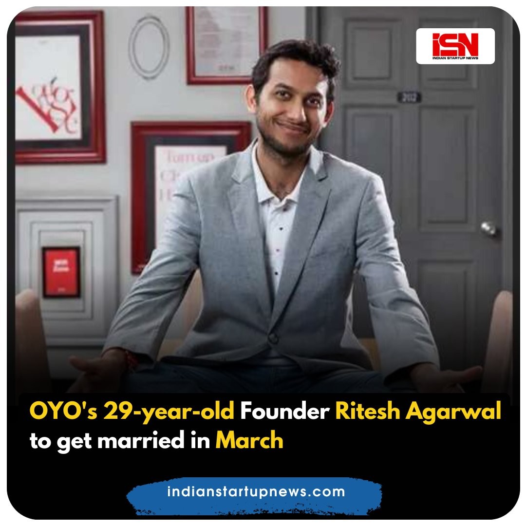 Ritesh Agarwal, the 29-year-old founder and CEO of OYO Rooms, is set to tie the knot in March, as reported by Moneycontrol. The wedding will be followed by a reception at a luxurious hotel in #Delhi.

#oyorooms #oyo #founders #entrepreneurs #marriae
#wedding #indianstartupnews