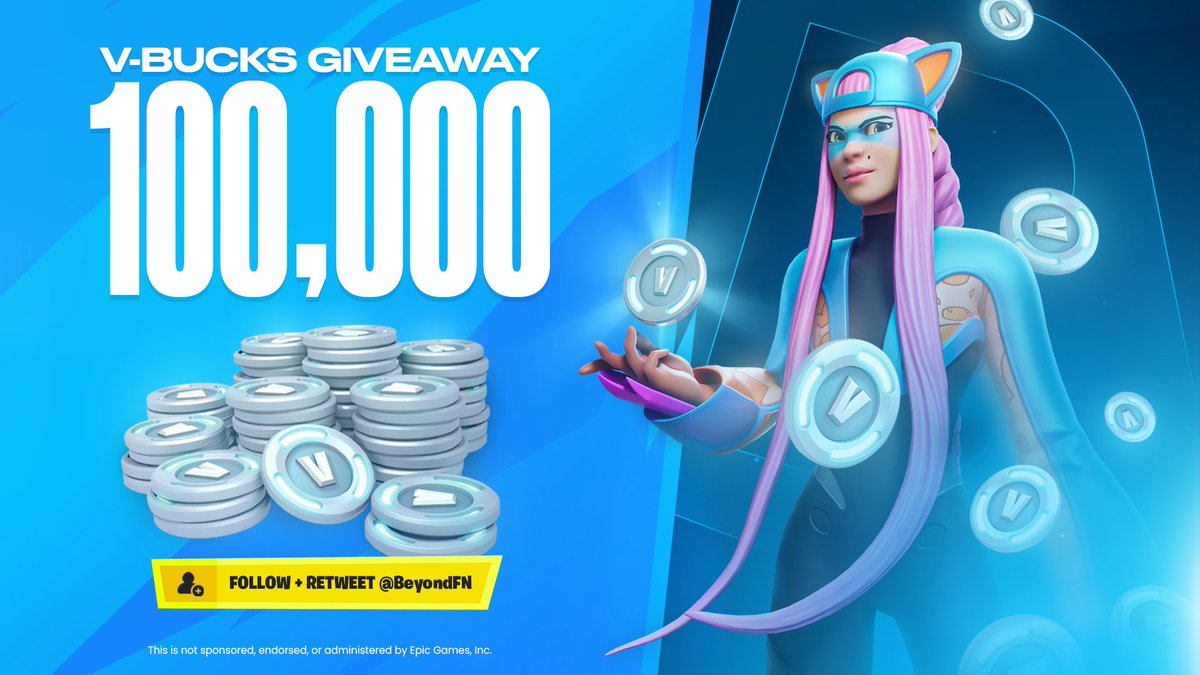 🌆 100,000 V-BUCKS GIVEAWAY | #FortniteMEGA Prizes: 🏆 1 Grand Prize Winner of 50K V-Bucks 🥈 10 Winners of 5K V-Bucks Requirements: - Follow @BeyondFN - Retweet This ⏳Ends in 72 Hours Make sure to stick around at @BeyondFN as there might be more giveaways there soon!