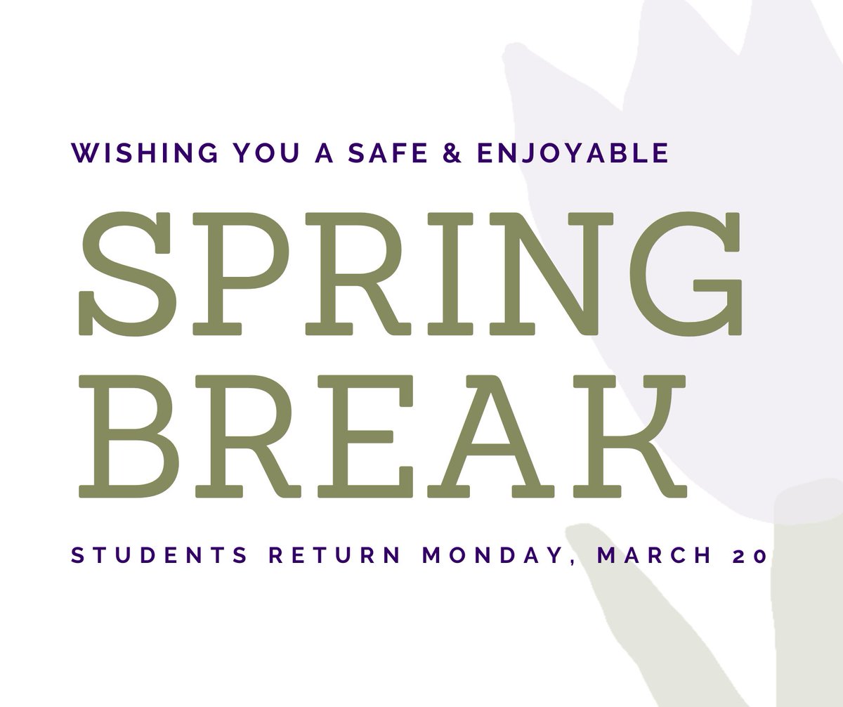 Rain or shine, it's officially Spring Break! Students return on Monday, March 20. ☀️🌧