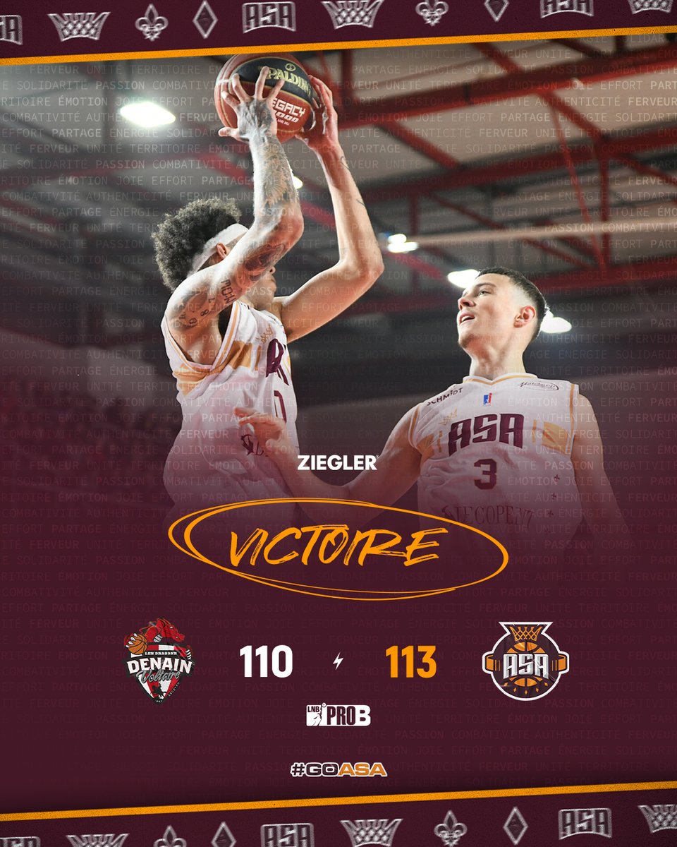 IN-CROY-ABLE 🔥

Avec un tir à 3 points de Tom Digbeu à 47 points (!!!), l'ASA remporte une 3e victoire de suite à <a href="/denainvoltaire/">DENAIN VOLTAIRE</a>  ✊🏼

On a un peu gâché la fête 😝

#GoASA #ProB #ASAFamily