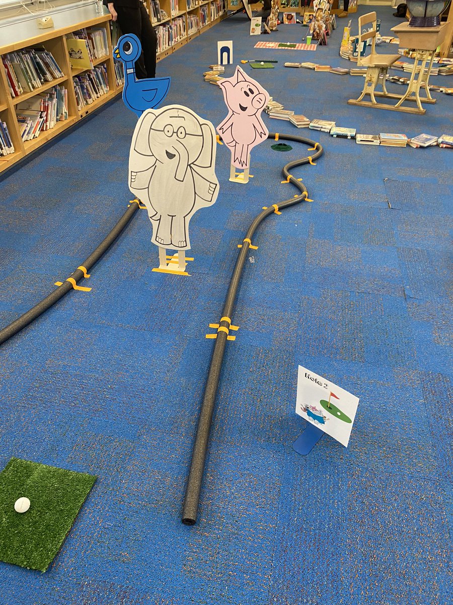 MrsHusstege's tweet image. Sneak peek into next week in the library…#LibraryMiniGolf  @LincolnWPS Thanks to the team of family members who came to help set up today! #LincolnLLovesReading