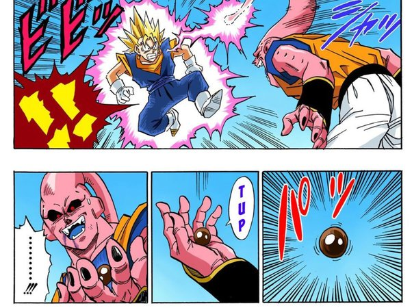 tfwPhoebe's tweet photo. I think something people really miss when they talk about who beating Goku is the fact Vegetto got turned into a piece of candy with no brain, no bones and no organs and still kept beating Buu's ass simply because he was him https://t.co/wPEu3MjaeR