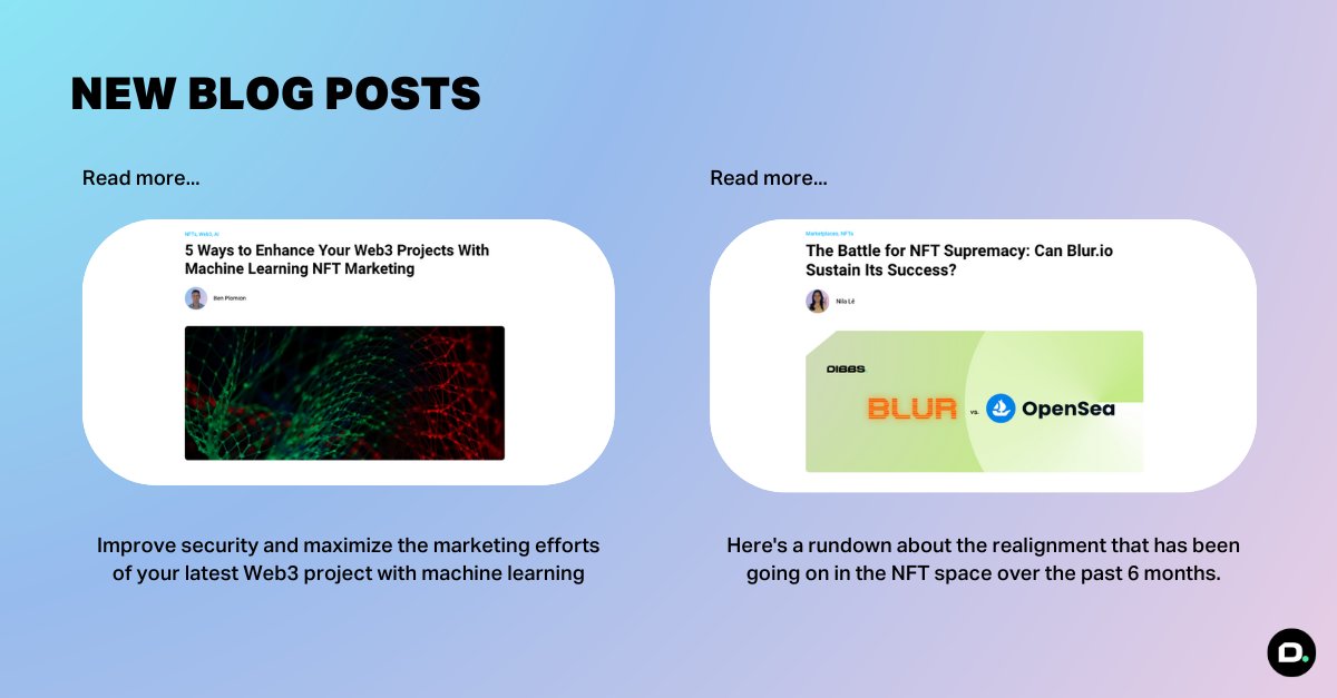 dibbs_io's tweet photo. 👈 How to leverage #AI-powered algorithms to enhance your #Web3 #marketing strategies:
https://t.co/40s7HZo5vw

👉 What's the deal with Blur and the future of #creatorfees? https://t.co/4uLLz3b1WY https://t.co/swNKJpYjrV