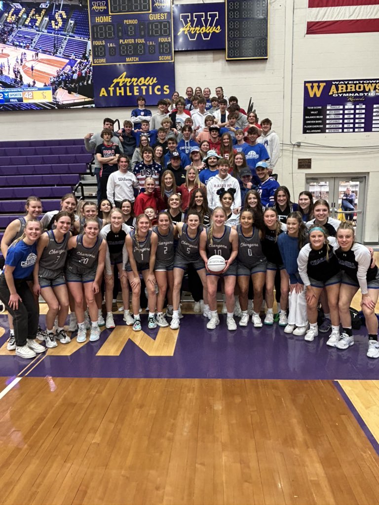 Ellie Lems joins the 1000 pt club today. Surrounded by a great student body!