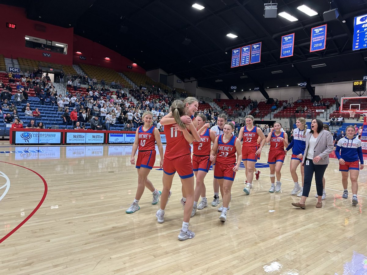 mhendersontv's tweet photo. Cheney will be playing for a state title! The Cardinals hand Phillipsburg loss number one on the year 58-49 to move on to Saturday’s final https://t.co/ki4CKSPIMT