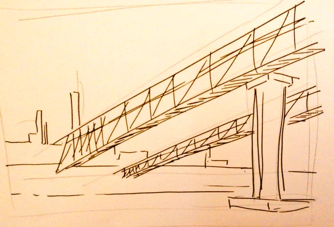 #一日一模写Ⅲ 76/365今日は足と工業地帯でした背景、上達してるかはさておき、苦手意識は少なくなってきた 