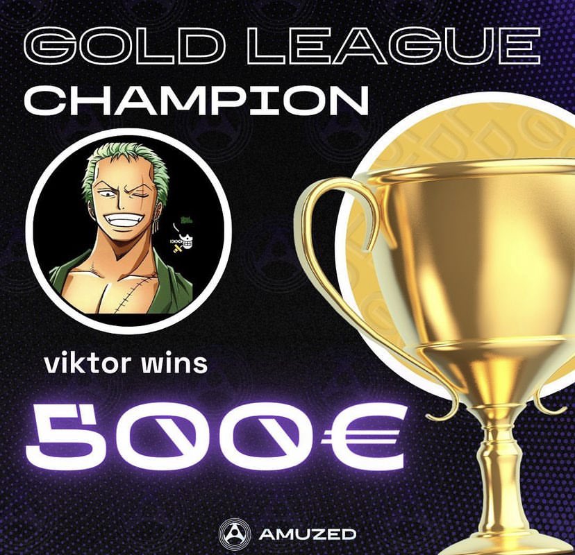 It's official! Viktor wins the first game week of the #4BROGOLDLEAGUE and is now the best music manager of the AMUZED world! Congratulations, Viktor 🔥 #nftgames #NFTCommmunity #NFTGaming