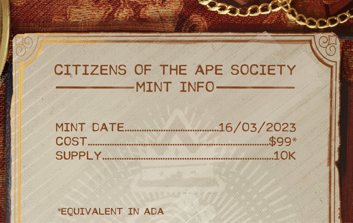 the_ape_society's tweet image. ⚠️ BREAKING! ⚠️

📅 Minting on Thursday - March 16, 2023.

Save the date.
$ada #NFTs #CardanoNFTs #crosschain