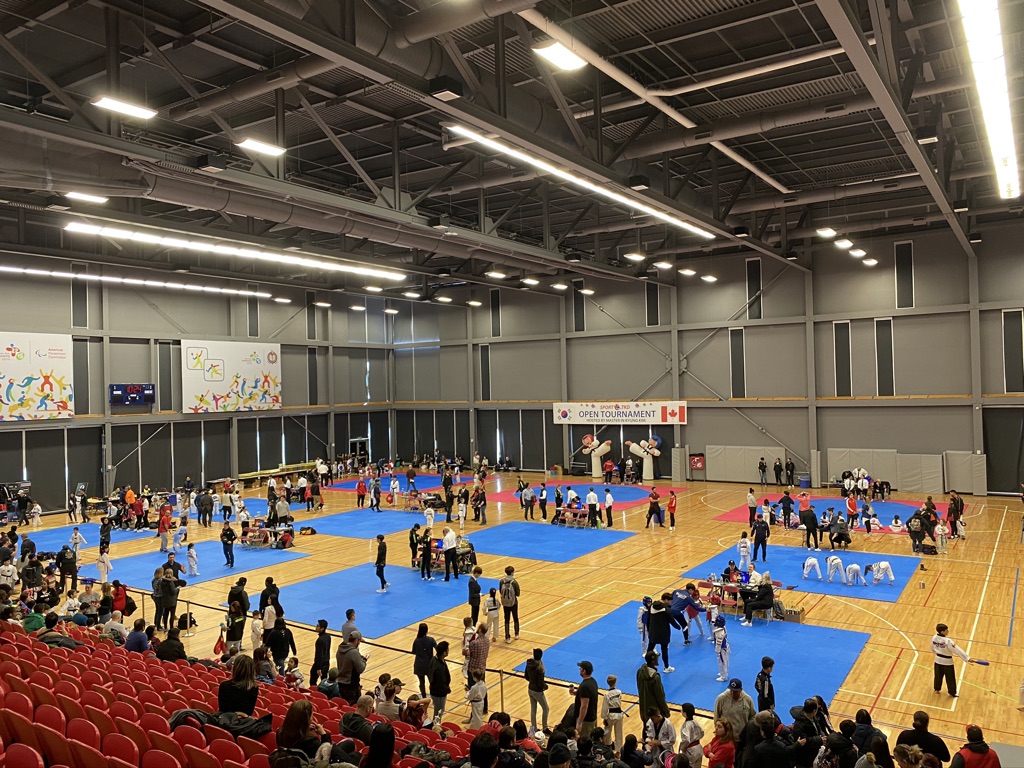 Versatility is the name of our game! Our 36k sq. ft. gym can transform for many sports! Our expert Operations team can lay down a floor like no other! @markhampancentre proudly hosts the Master Kim World Taekwondo event this weekend. Stop by to catch the action!
