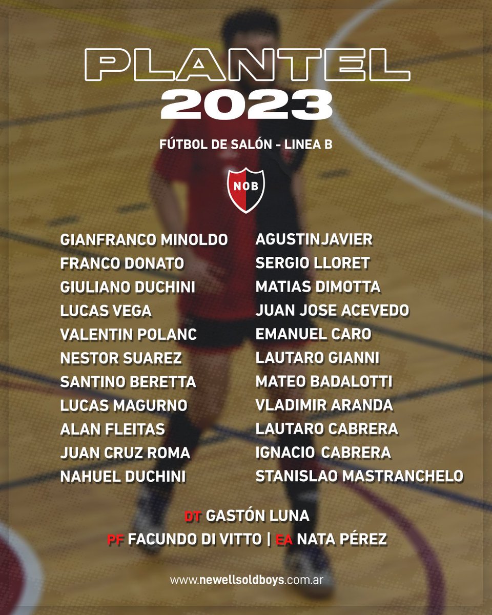 NewellsDeportes's tweet photo. Planteles 2023 ⚽️

Los jugadores que defenderán la camiseta Rojinegra durante esta temporada en #FútbolDeSalón.

¡Vamos leprosos! 🔴 ⚫️ https://t.co/XehrCWVPAP