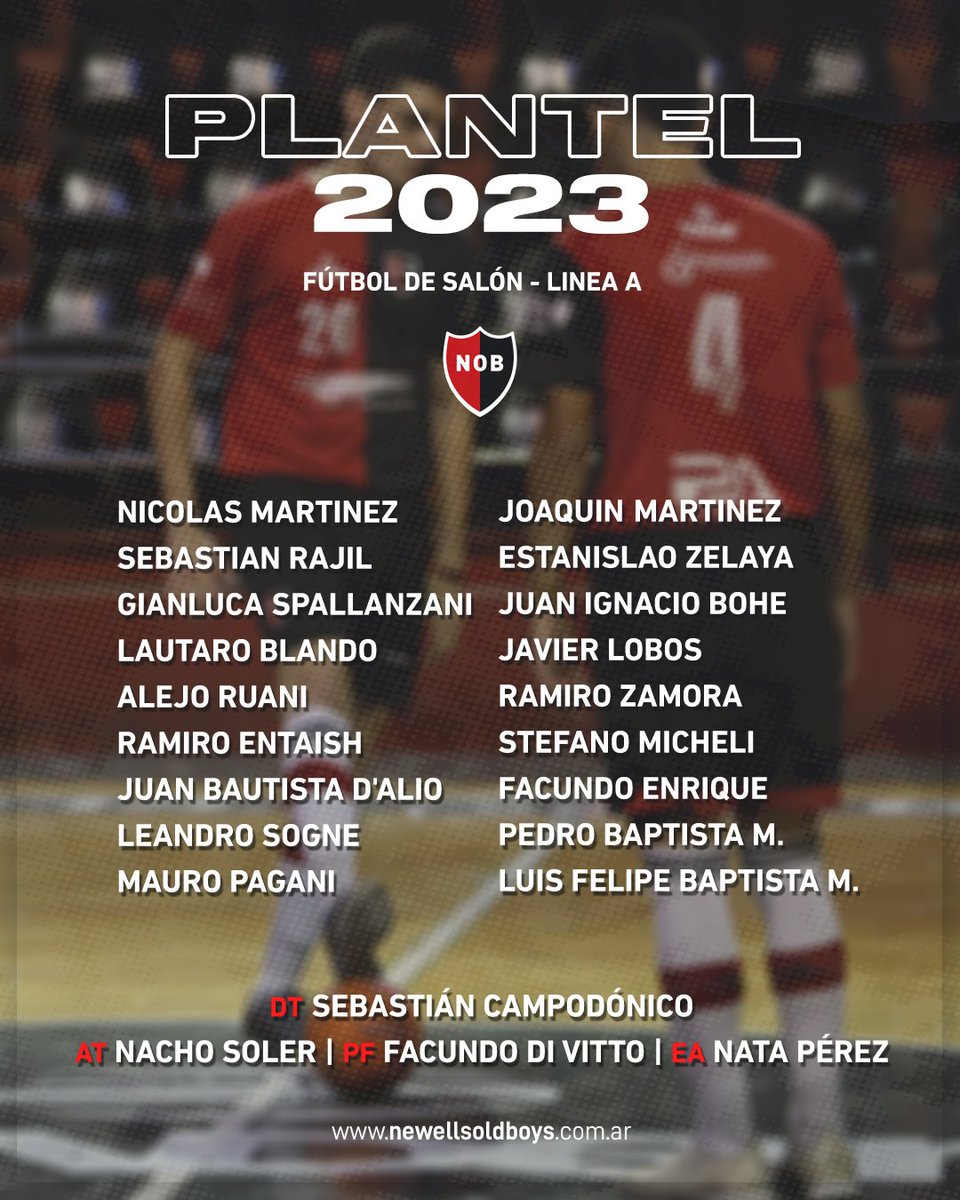NewellsDeportes's tweet photo. Planteles 2023 ⚽️

Los jugadores que defenderán la camiseta Rojinegra durante esta temporada en #FútbolDeSalón.

¡Vamos leprosos! 🔴 ⚫️ https://t.co/XehrCWVPAP