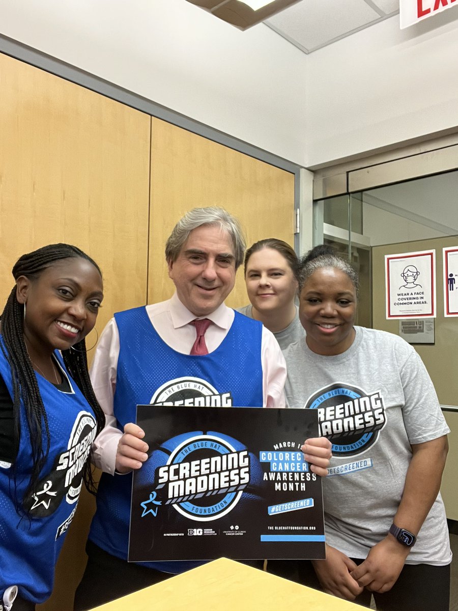 Lurie Cancer Director supporting #screeningmadness for Northwestern Screening Madness Day! @LurieCancer  @BlueHats4colons @LeonidasPlatan1
