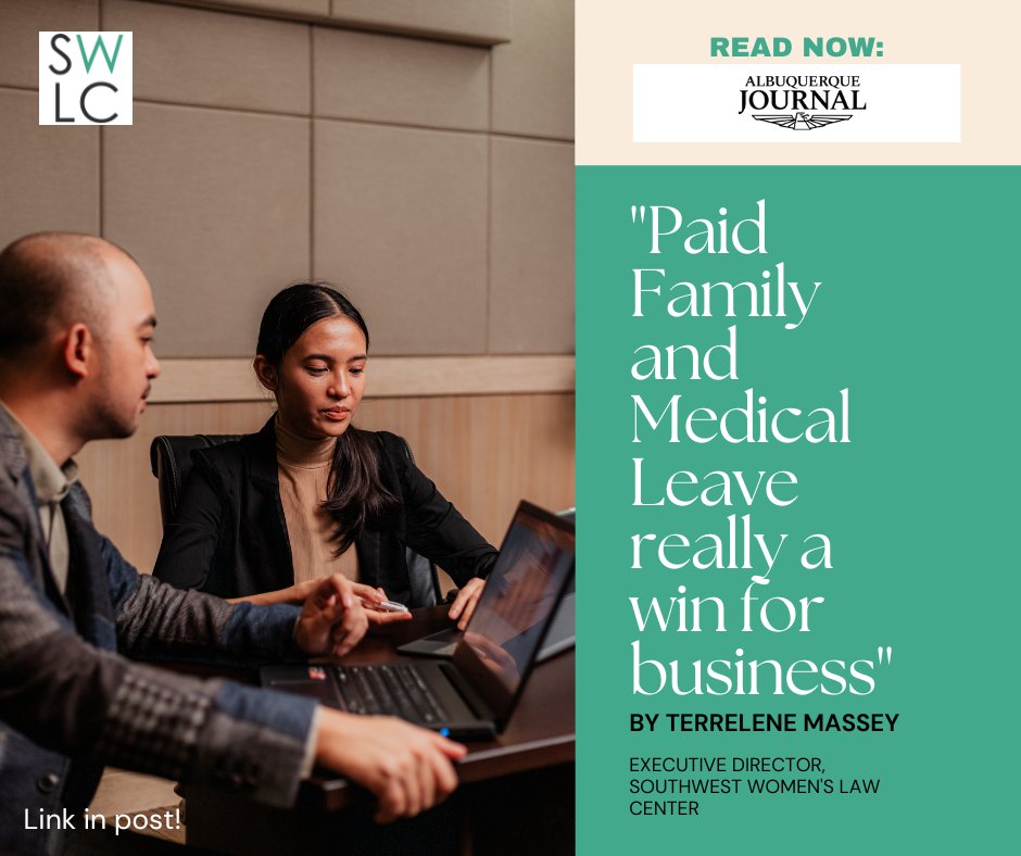 SWWomensLaw's tweet photo. "Facts are crucial when explaining legislation. So it’s necessary to debunk a recent Albuquerque Journal editorial that completely misses the point on how Paid Family &amp; Medical Leave actually supports businesses and the economy." -Terrelene Massey
Article: https://t.co/4Hrlb5m1BE https://t.co/5907m2MpGL