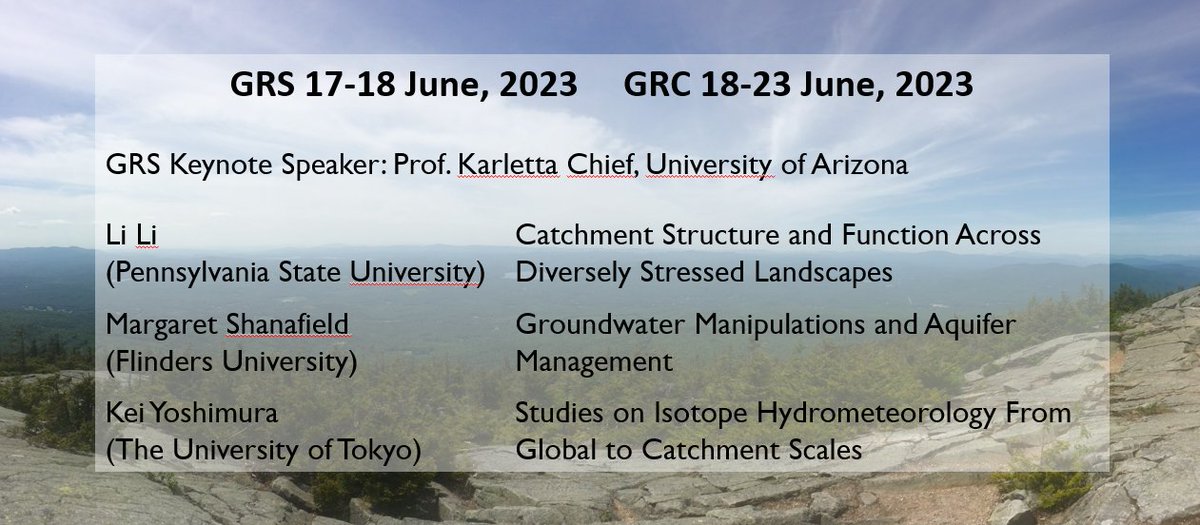 GRC-CatchmentScience (@grc_catchment) on Twitter photo See some of the fantastic talks lined up for GRS/GRC this year. As an early career researcher, you have two more days (!) to apply for an oral presentation yourself grc.org/catchment-scie… <a href="/nativehydro/">Karletta Chief</a> <a href="/LiReactiveWater/">Li Li 李黎</a> <a href="/shanagland/">DrMargaretShanafield</a> <a href="/keiyoshi08/">kei yoshimura</a> See some of the fantastic talks lined up for GRS/GRC this year. As an early career researcher, you have two more days (!) to apply for an oral presentation yourself grc.org/catchment-scie… <a href="/nativehydro/">Karletta Chief</a> <a href="/LiReactiveWater/">Li Li 李黎</a> <a href="/shanagland/">DrMargaretShanafield</a> <a href="/keiyoshi08/">kei yoshimura</a>