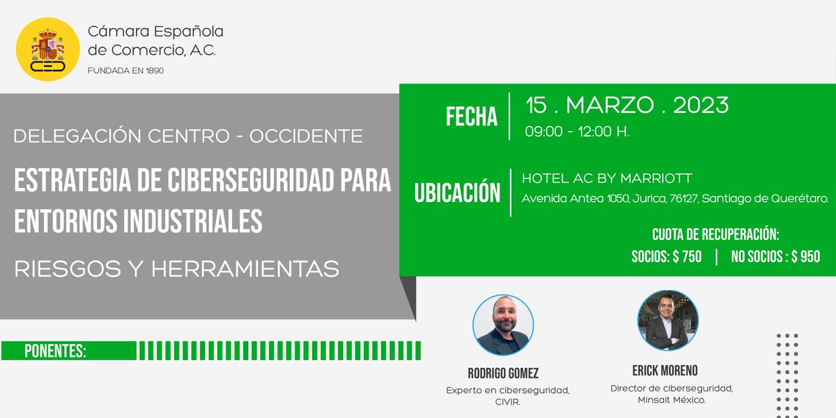 #DelegaciónCentroOccidente 

¿De qué hablaremos? 🤔 
La ciberseguridad es el procedimiento para proteger sistemas y programas de ataques digitales <a href="/Civir_Company/">Civir</a> <a href="/IndraenMexico/">Minsait en Mexico</a> 
 
Regístrate ⏬ 
contactoco@camescom.mx