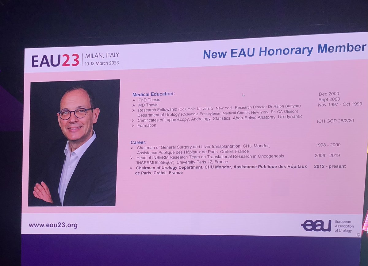 Our @AFUrologie President and past #matula award is honored #EAU23 🇫🇷vive la France @delataillealex @afufuro @MRoupret