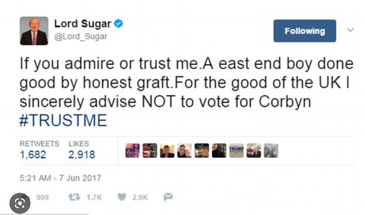 The BBC says that presenters should "keep well away from taking sides on party political issues or political controversies.”

But this, from Alan Sugar, was totally fine.