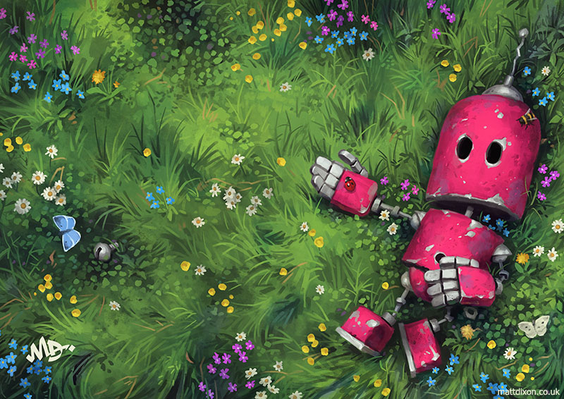 Matt Dixon on Twitter "'At Peace' Cover art from my new book of robot art, Transmissions 9. See