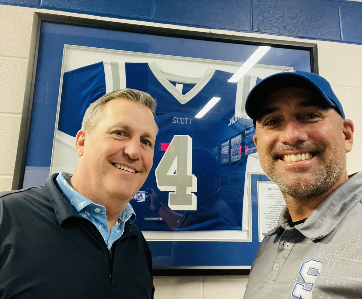 Jake Owens (@coachjakeowens9) on Twitter photo YESSIR! BIG shout out to the Scott Eagle, University of Kentucky Wildcat and Cincinnati Bengals Great <a href="/DougPelfrey/">Doug Pelfrey</a> for stopping by The Eagles Nest this week and checking out the NEW look Scott Eagles.💯🦅 #EagleAlumni #EagleNation #WarEagle #TogetherAsOne #WeDifferent YESSIR! BIG shout out to the Scott Eagle, University of Kentucky Wildcat and Cincinnati Bengals Great <a href="/DougPelfrey/">Doug Pelfrey</a> for stopping by The Eagles Nest this week and checking out the NEW look Scott Eagles.💯🦅 #EagleAlumni #EagleNation #WarEagle #TogetherAsOne #WeDifferent