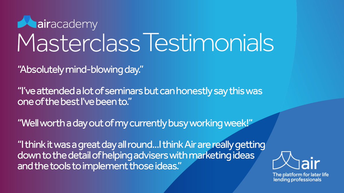We are now halfway through our Lead Generation Masterclasses and we’re receiving some amazing feedback!

We have so many great events coming up, so make sure to keep an eye on our channel or events page - airlaterlife.co.uk/events/

#laterlifelending #events