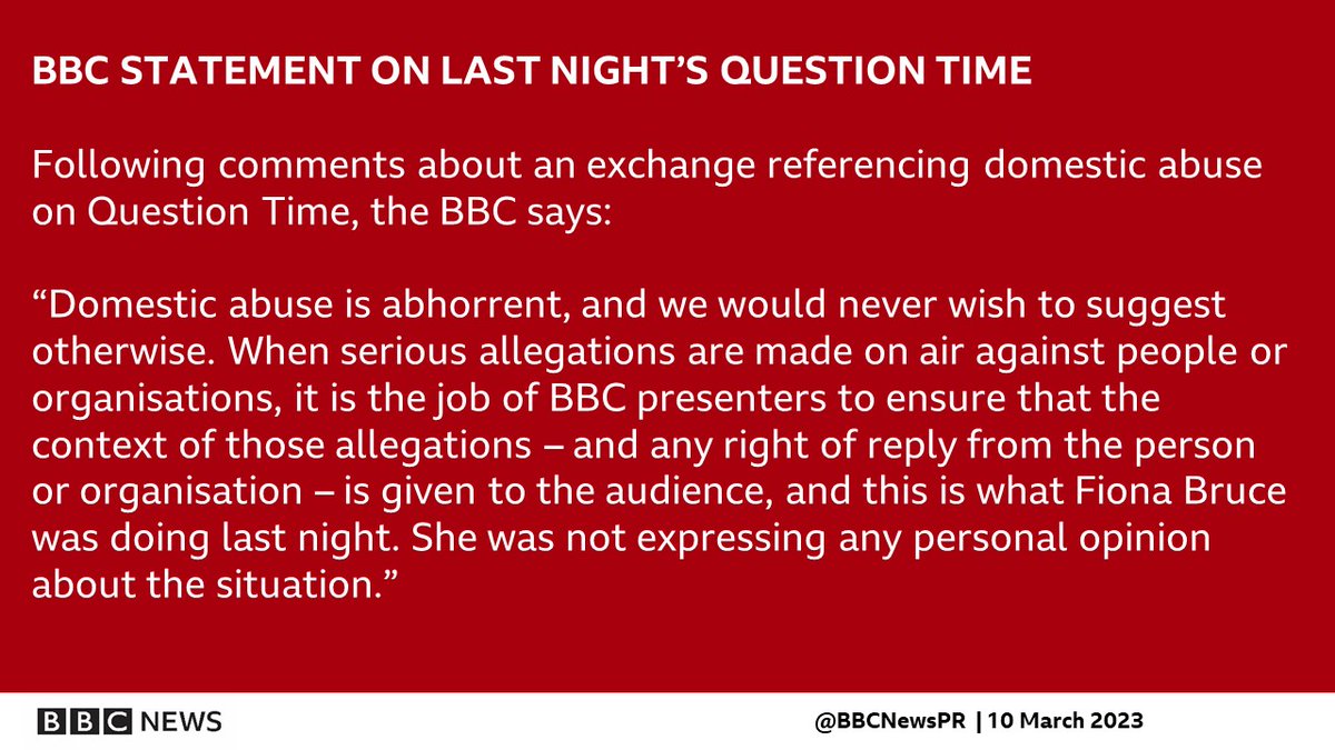 BBCNewsPR's tweet image. BBC statement on last night&apos;s  @bbcquestiontime