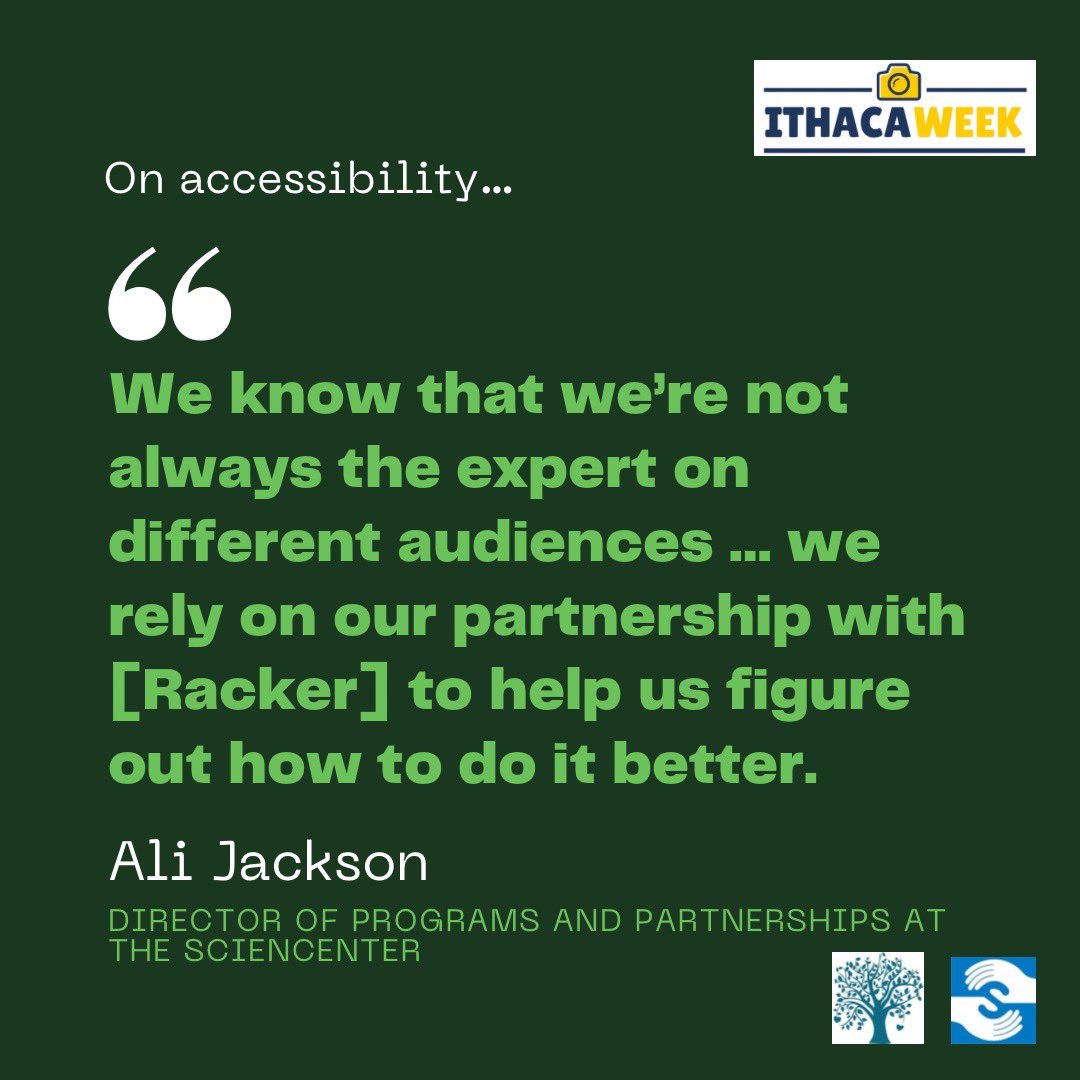ainsley_shelley's tweet photo. I spoke with Ali Jackson from the @Sciencenter this week about how the museum works to be more accessible through the help of groups like the @RackerAgency #Ithacaweek #accessibility #sciencenter #Ithaca https://t.co/yLnq9ivY6b