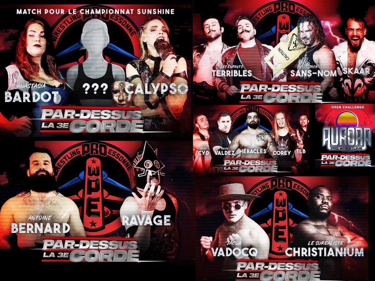 💥Par Dessus La 3e Corde 💥
      🚨Samedi 25 Mars 🚨
Le Chapiteau d'Adrienne 91130     Ris-Orangis 
      Catch    🔥20H00🔥 Catch 
#catchfr #prowrestling #soutiencatchfr #wpe #catch #essonne