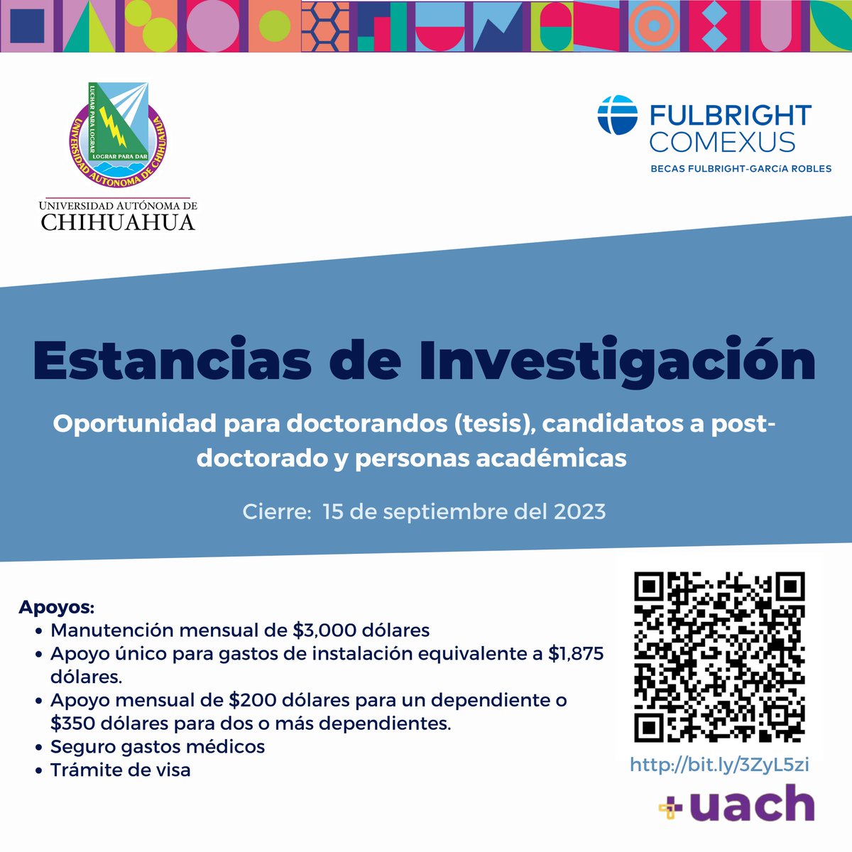 CSRI_UACH's tweet image. COMEXUS ofrece estas oportunidades únicas de estancias para estudiantes de licenciatura, candidatos a post-doctorado, doctorandos (tesis) y personas académicas.📝🙌¡Consulta las bases para esta convocatoria!🔍