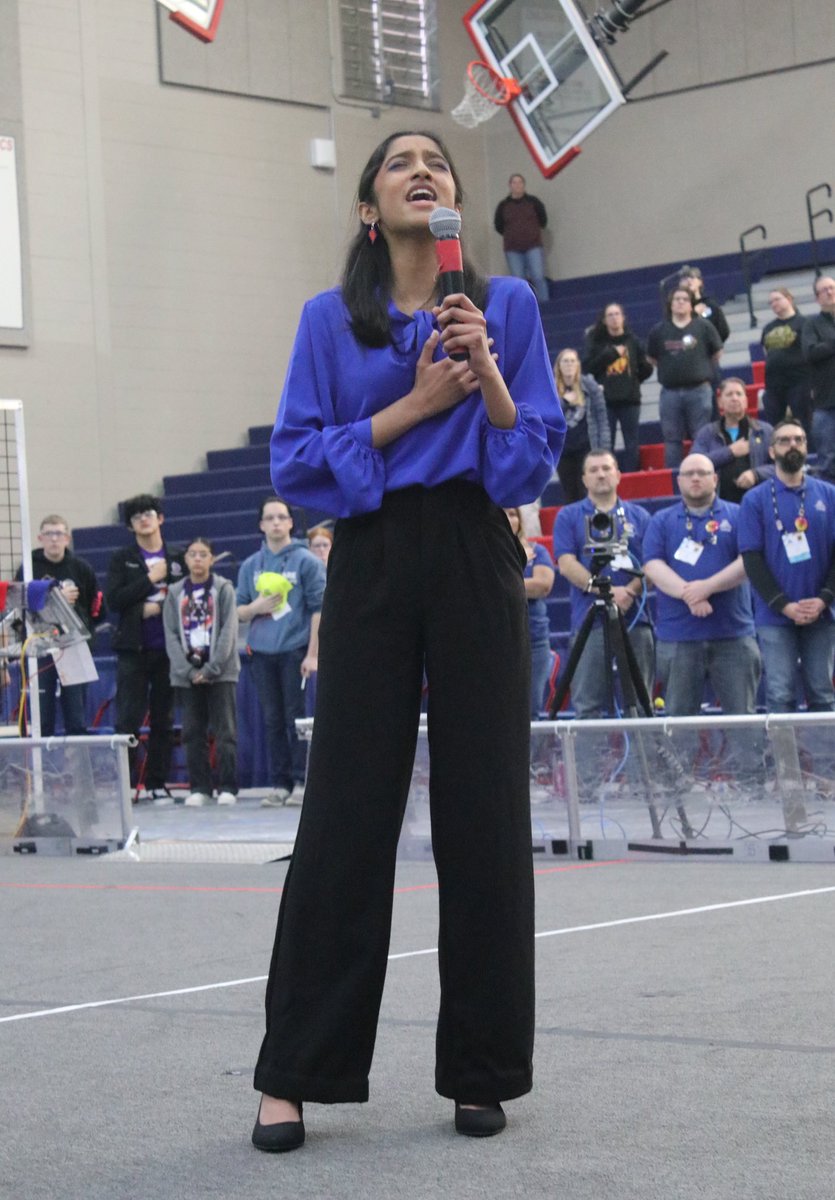 FRC862's tweet photo. Welcome to Lansing, everyone! We are proud to share that one of our team members, Vasudha M., sang the National Anthem during opening ceremonies today! 🇺🇸 Great work, Vasu 🫶⚡️
#AAAAA #firstforward #frc862 #omgrobots #ChargedUp #week2 https://t.co/iJsdKKzzuR