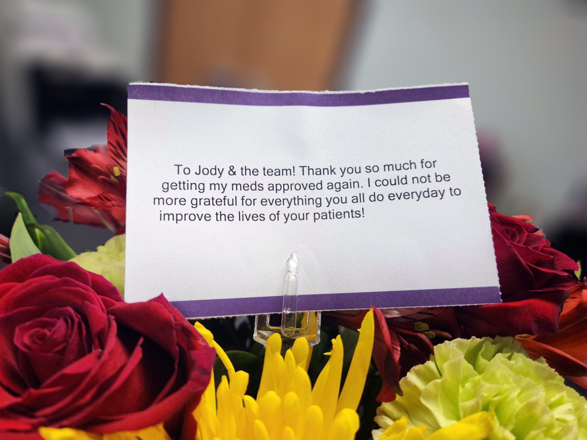 HZinfusions's tweet photo. "To Jody and the team! Thank you so much for getting my meds approved again. I could not be more grateful for everything you all do every day to improve the lives of your patients!" #patientcenteredcare https://t.co/d0413vzk1M