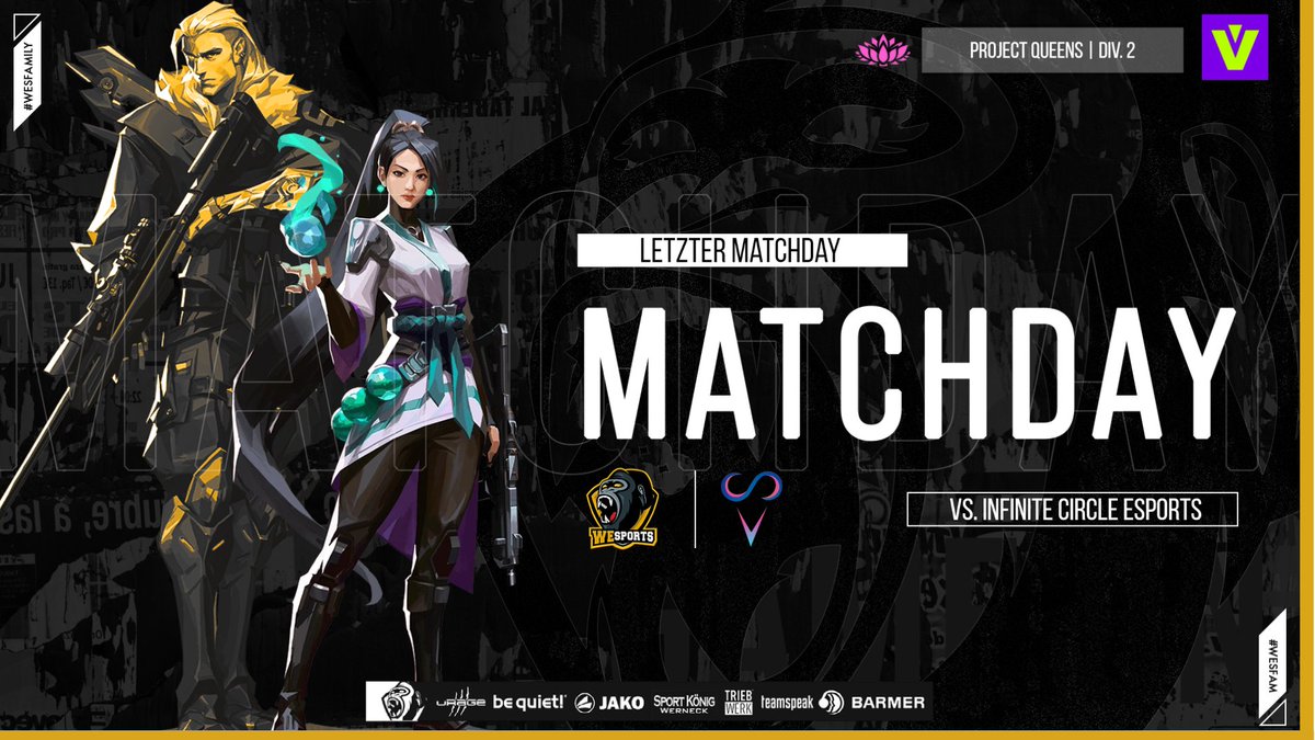WeSports_Main's tweet photo. - MATCHDAY -
@projectvgg | #VALORANT
Letzten Matchday bei den #ProjectQueens! Es heißt nochmal alles geben für unser #WeSTeamLotus - #WeSP0WER | GLHF💪
⚔️@ic_esports_org
⏰19.00
#WeSLotus 🪷 :
@misfitvlr
@maaisxd
@alora_valorant
@JMBass26
@ailyua
#WeSHYPE #FEMALE #eSports https://t.co/CWi6pHEICv