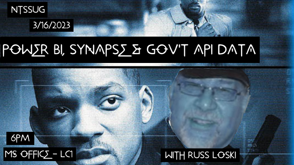 It's happening...the #NTSSUG meeting is next week! This month we have our very own <a href="/sqlmovers/">Russ Loski</a> talking about Power BI, Synapse and Government API Data! RSVP here - meetup.com/north-texas-sq…