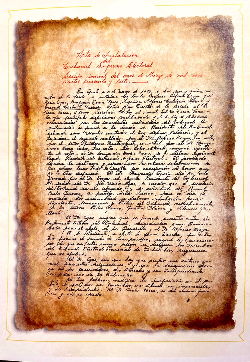 Sant_VallejoVas's tweet photo. El 11 de marzo de 1947 se instaló el Tribunal Supremo Electoral del Ecuador integrado por los doctores Alfonso Troya, José María Egas, Benjamín Terán Varea, Alfonso Calderón y Carlos Guerrero. 
Con sostenidos y bemoles se crea una institución en bien de la democracia. https://t.co/oX3qbWmvK8