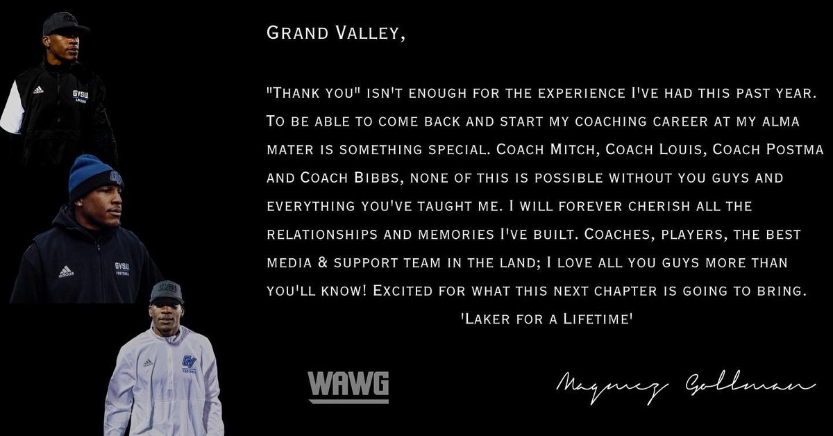 CoachGollman's tweet image. I just put my head down , and waited my turn! 
Grand Valley will always be home and I’m forever thankful for everyone there! 
Excited to be joining the Louisiana Tech Football Staff &amp;amp; Family! Learning under a great @Coach_Power is going to help me be great! 
🔵🔴🐾  #EverLoyalBe