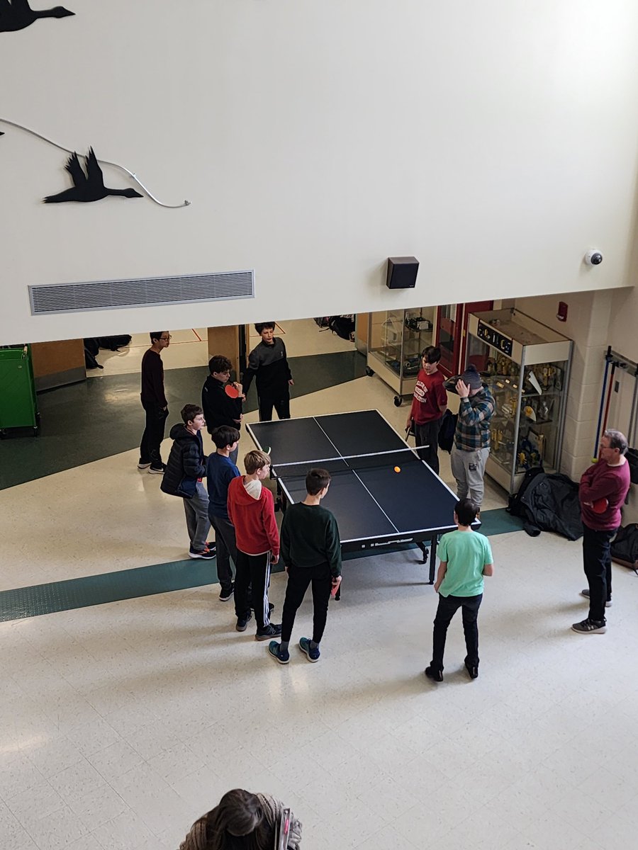 TimBoyle_RMS's tweet image. Lunchtime ping pong (they call it that, not table tennis) @RMSHanover.  Faculty always invited.