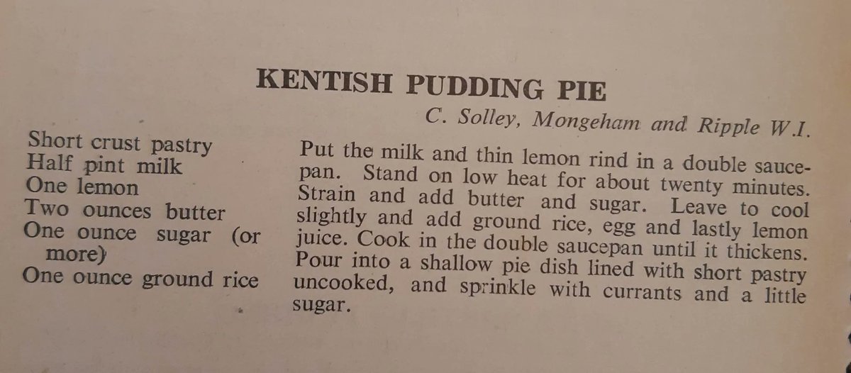 curious_kent's tweet photo. Kentish Pudding Pie recipe from an old WI cookbook #kent #solley #mongeham #deal https://t.co/GQqvTm60JQ