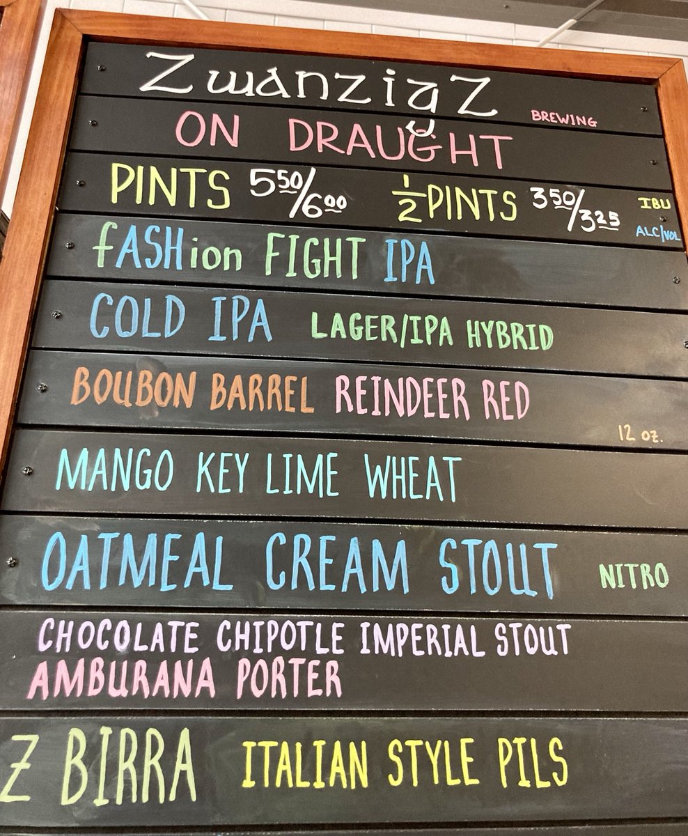Our brewery location is open from 4-8 tonight with plenty of delicious #CraftBeer to get your weekend started right. Get tropical with a Mango Key Lime Wheat or warm up with a Chocolate Chipotle Stout. Plenty of other options are waiting as well as noted on our draft board.
