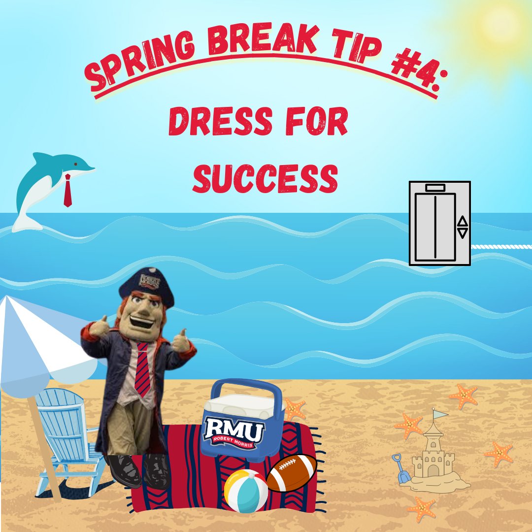 RoMo is ready to swap his bathing suit for a business suit! 

When choosing an outfit for the Spring Career Fair, make sure to dress for success! Whether business professional or business casual, whatever you wear should help you feel comfortable talking with employers. 👔👗💼