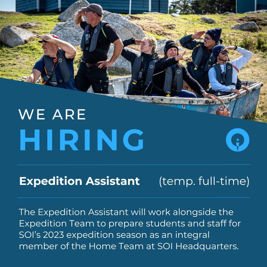 NOW HIRING! 

We’re looking for an Expedition Assistant to join our team and support this summer's expeditions! If you’re a detail-oriented and enthusiastic self-starter, this may be your gig! Check out the full job posting here: bit.ly/3T5oqIo
