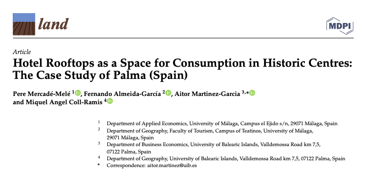 aitormartinez91's tweet photo. A new article "Hotel Rooftops as a Space for Consumption in Historic Centres: The Case Study of Palma (Spain)" is published in @LandMdpi.

Free eprints available: 
https://t.co/ju7G03jo3N

#Tourism #hotel #rooftop #mdpi #AcademicTwitter #phdlife  @MDPIOpenAccess #Researchpaper https://t.co/rPmDMIXBpc