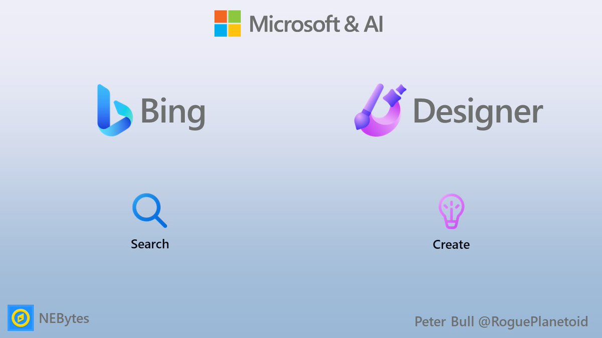 RoguePlanetoid's tweet photo. I'll be presenting on 28th March at @NEBytes with my first full-length talk of the year,  where I will be showing off the AI functionality in the new @bing and @MSFT365Designer If you're interested then you can sign up at https://t.co/YSH81qSO20 #newbing #microsoftdesigner https://t.co/yIRyUw7DwO