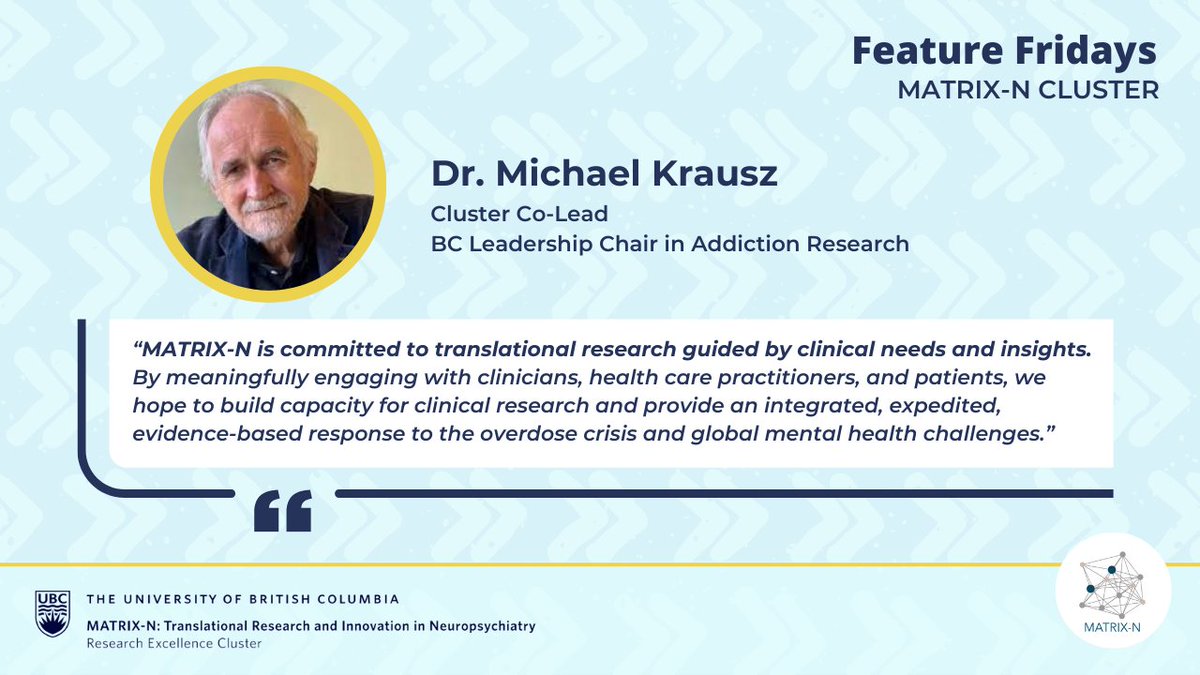 Happy Feature Friday! Meet Dr. Michael Krausz, a MATRIX-N Co-Lead with @ACDResearch, @UBC_Psychiatry and @CHEOSNews.

Dr. Krausz knows that translational research is key to responding to the global overdose crisis.