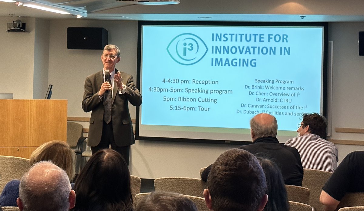 Grand opening of the i3, with Dr. Brink, Chief of MGB Enterprise Radiology, describing the founding of the i3. @MGHImaging @MGH_RI @JimBrinkMD