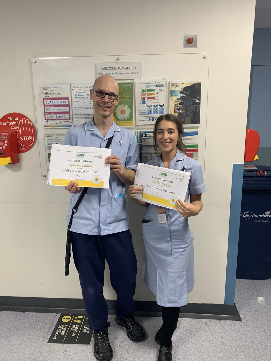 Not one but 2 Daisy nominees for @LRIWard10 for Lydia and Andrew 🙌🏼🙌🏼🙌🏼 so very well deserved. You are both amazing and deserve it and we are so grateful and thankful to have you work for @LeicChildHosp 🥰