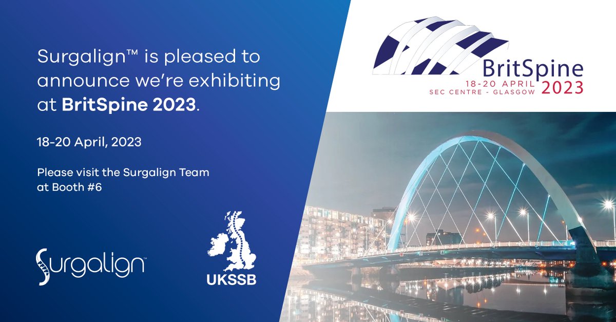 surgalign's tweet photo. Reminder to visit Surgalign at Booth 6 at #BritSpine2023 next month. We are excited to meet you! https://t.co/Hy5bEtQ02O
