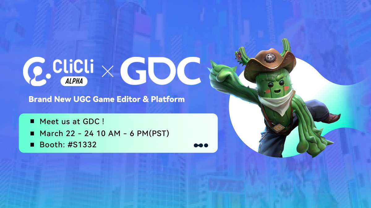 TheCliCli's tweet image. CliCli is giving away 8 #GDC2023 tickets!! To enter the giveaway, follow CliCli's Twitter account, retweet this post and tag 2 of your friends. The winners will be announced on March 14th. Don't miss out on this amazing oppotunity! @Official_GDC
#GDC23 #CliCli #giveaway #UGC