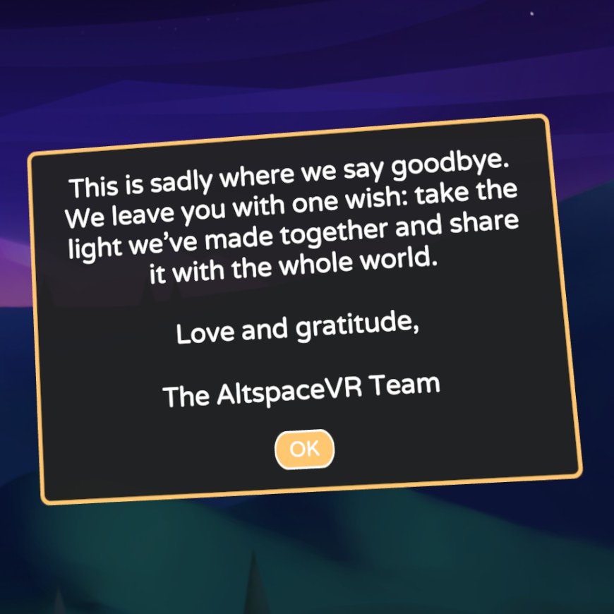 Thank you for everything, @AltspaceVR.