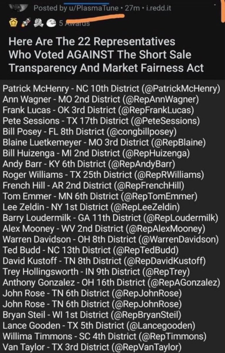 $AMC #APESNEVERLEAVING with or without #ShortSaleTransparency Sooner or later we will have a #FairMarket For the 22 Representatives who voted against  #MarketTransparency; you’re an absolute disgrace & in no way do you reflect those who voted for you! You’re time is running out!