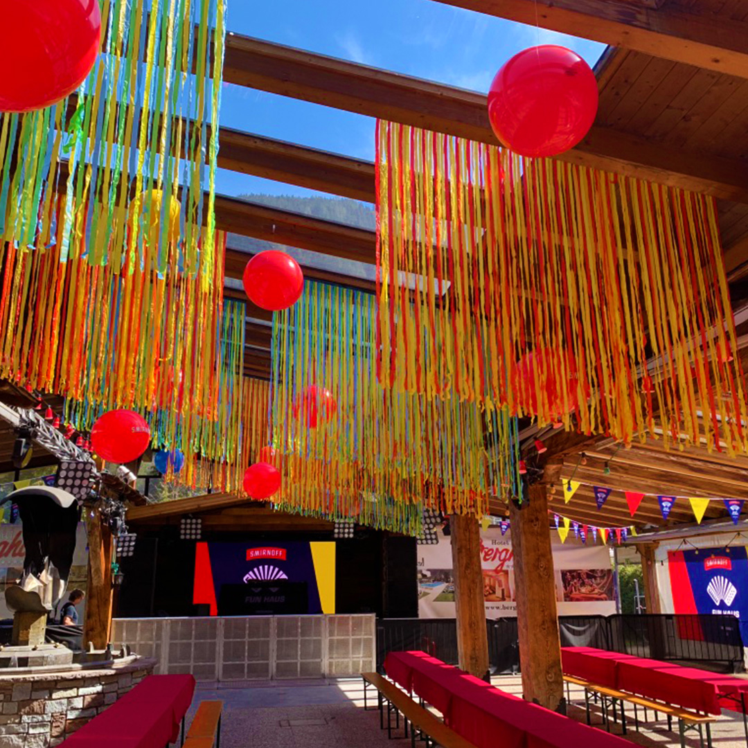 Summer starts here for DECORDIA at <a href="/Snowbombing/">Snowbombing Festival</a> this April. ⛷

Up the mountains and in the town of Mayrhofen, we transform the various venues of the mountain music festival into a festival hub for their wild week of events.